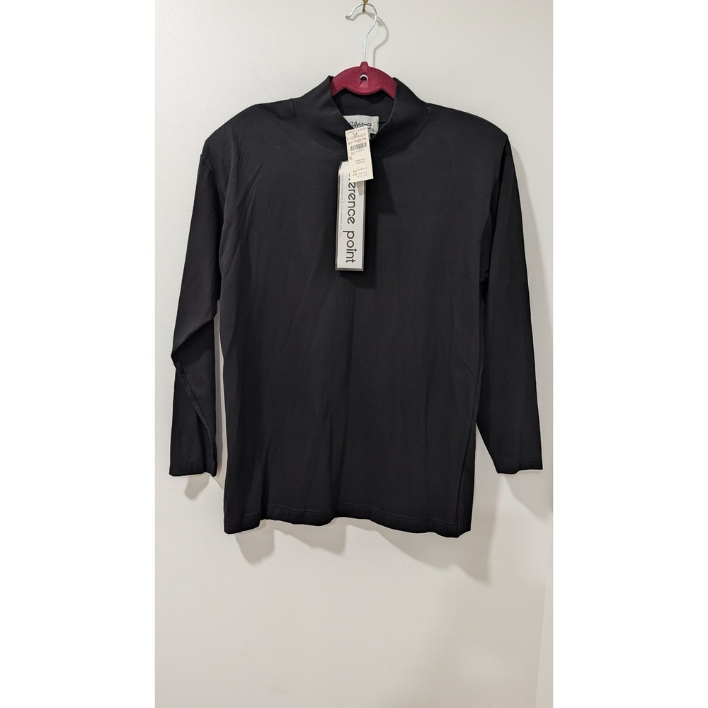 Vintage Reference Point Casual Corner Black Mock Neck Long Sleeve Cotton Top M